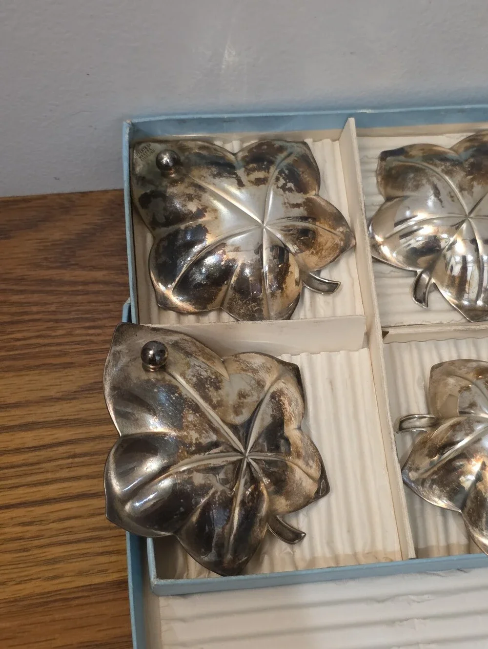 Tiffany & Co. Sterling Silver Leaf Shaped Nut Candy Trinket Dish - Set Of 4